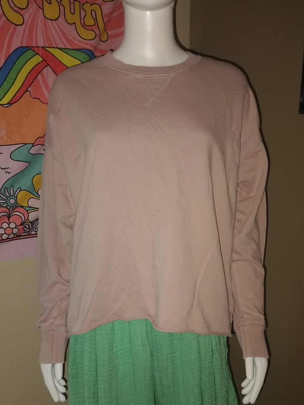Aerie Dusty Pink Crew Neck Sweater Sz S